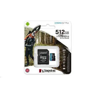 Kingston MicroSDXC-Karte 512GB Canvas Go! Plus, R:170/W:90MB/s, Klasse 10, UHS-I, U3, V30, A2 Adapter - Gebraucht Kingston MicroSDXC-Karte 512GB Canvas Go! Plus, R:170/W:90MB/s, Klasse 10, UHS-I, U3, V30, A2 Adapter - Gebraucht