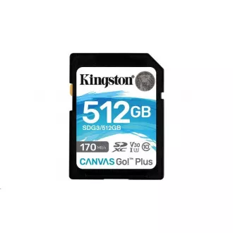 Kingston SDXC-Karte 512GB Canvas Go! Plus, R:170/W:90MB/s, Klasse 10, UHS-I, U3, V30 Kingston SDXC-Karte 512GB Canvas Go! Plus, R:170/W:90MB/s, Klasse 10, UHS-I, U3, V30