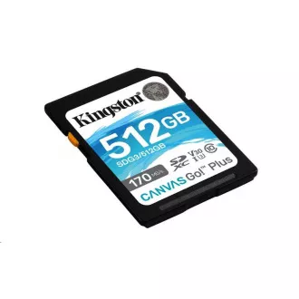Kingston SDXC-Karte 512GB Canvas Go! Plus, R:170/W:90MB/s, Klasse 10, UHS-I, U3, V30 Kingston SDXC-Karte 512GB Canvas Go! Plus, R:170/W:90MB/s, Klasse 10, UHS-I, U3, V30
