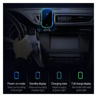 Baseus Light Elektroautohalterung mit kabellosem Laden 15W schwarz Baseus Light Elektroautohalterung mit kabellosem Laden 15W schwarz