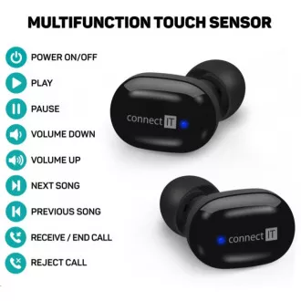 CONNECT IT True Wireless SensorTouch In-Ear-Kopfhörer mit Mikrofon, schwarz