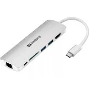 Sandberg-Dockingstation, USB-C, 6 verschiedene Anschlüsse