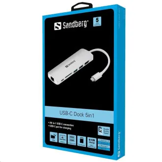 Sandberg-Dockingstation, USB-C, 6 verschiedene Anschlüsse