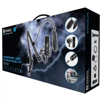 Sandberg Mikrofonset für Streaming, USB, schwarz