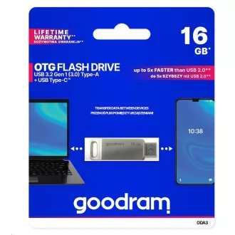 GOODRAM Flash Disk 16GB ODA3, USB 3.2, silber