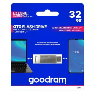 GOODRAM Flash Disk 32GB ODA3, USB 3.2, silber
