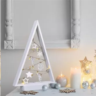 Solight LED Holz Weihnachtsbaum mit Dekoration, 15LED, Naturholz, 37cm, 2x AA Solight LED Holz Weihnachtsbaum mit Dekoration, 15LED, Naturholz, 37cm, 2x AA