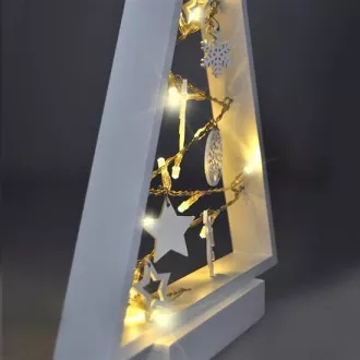 Solight LED Holz Weihnachtsbaum mit Dekoration, 15LED, Naturholz, 37cm, 2x AA Solight LED Holz Weihnachtsbaum mit Dekoration, 15LED, Naturholz, 37cm, 2x AA