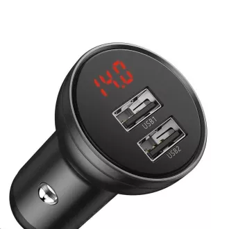 Baseus Dual USB Autoadapter mit Display 4, 8A 24W, grau
