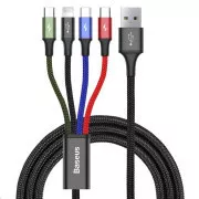 Baseus Schnelllade-/Datenkabel 4in1 Lightning + 2* USB-C + Micro USB 3,5A 1, 2m, schwarz