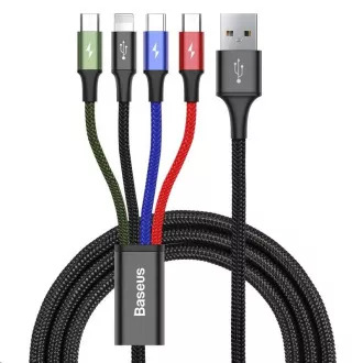 Baseus Schnelllade-/Datenkabel 4in1 Lightning + 2* USB-C + Micro USB 3,5A 1, 2m, schwarz