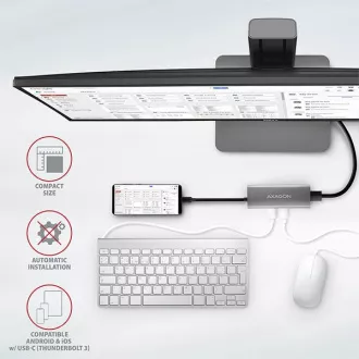 AXAGON HMC-5G2, USB 10Gbps Hub, Anschlüsse 2x USB-A, 2x USB-C, HDMI 4k/60, PD 100W, USB-C Kabel 13cm AXAGON HMC-5G2, USB 10Gbps Hub, Anschlüsse 2x USB-A, 2x USB-C, HDMI 4k/60, PD 100W, USB-C Kabel 13cm