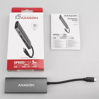 AXAGON HMC-5G2, USB 10Gbps Hub, Anschlüsse 2x USB-A, 2x USB-C, HDMI 4k/60, PD 100W, USB-C Kabel 13cm AXAGON HMC-5G2, USB 10Gbps Hub, Anschlüsse 2x USB-A, 2x USB-C, HDMI 4k/60, PD 100W, USB-C Kabel 13cm