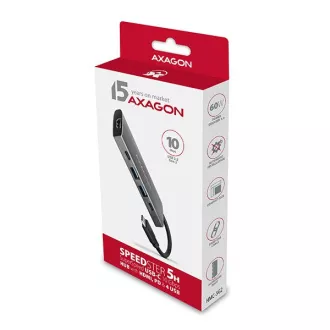 AXAGON HMC-5G2, USB 10Gbps Hub, Anschlüsse 2x USB-A, 2x USB-C, HDMI 4k/60, PD 100W, USB-C Kabel 13cm AXAGON HMC-5G2, USB 10Gbps Hub, Anschlüsse 2x USB-A, 2x USB-C, HDMI 4k/60, PD 100W, USB-C Kabel 13cm