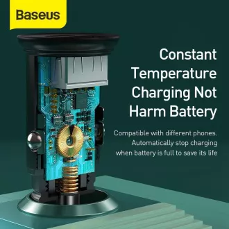 Baseus Golden Contactor dualer Autoadapter USB-A QC + USB-C 40W, grau