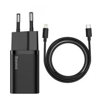 Baseus Super SI Set aus USB-C 20W Adapter und USB-C Kabel auf Lightning 1m, schwarz Baseus Super SI Set aus USB-C 20W Adapter und USB-C Kabel auf Lightning 1m, schwarz