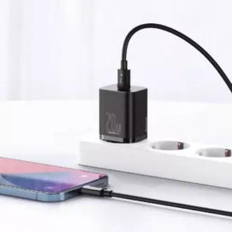 Baseus Super SI Set aus USB-C 20W Adapter und USB-C Kabel auf Lightning 1m, schwarz Baseus Super SI Set aus USB-C 20W Adapter und USB-C Kabel auf Lightning 1m, schwarz