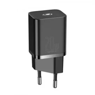 Baseus Super SI Set aus USB-C 20W Adapter und USB-C Kabel auf Lightning 1m, schwarz Baseus Super SI Set aus USB-C 20W Adapter und USB-C Kabel auf Lightning 1m, schwarz