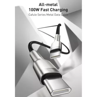 Baseus Cafule Serie Lade-/Datenkabel USB-C Stecker auf USB-C Stecker mit Metallklemmen 100W 1m, schwarz