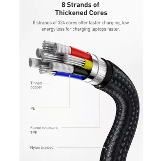 Baseus Cafule Serie Lade-/Datenkabel USB-C Stecker auf USB-C Stecker mit Metallklemmen 100W 1m, schwarz
