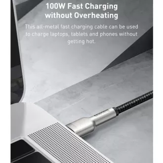 Baseus Cafule Serie Lade-/Datenkabel USB-C Stecker auf USB-C Stecker mit Metallklemmen 100W 1m, schwarz