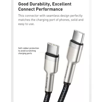 Baseus Cafule Serie Lade-/Datenkabel USB-C Stecker auf USB-C Stecker mit Metallklemmen 100W 1m, schwarz