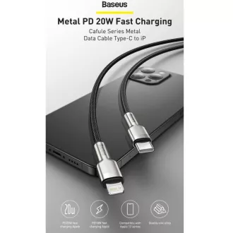 Baseus Cafule Serie USB-C Lade-/Datenkabel für Lightning PD 20W 1m, schwarz