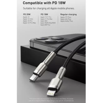 Baseus Cafule Serie USB-C Lade-/Datenkabel für Lightning PD 20W 1m, weiß