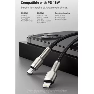 Baseus Cafule Serie USB-C Lade-/Datenkabel für Lightning PD 20W 2m, schwarz
