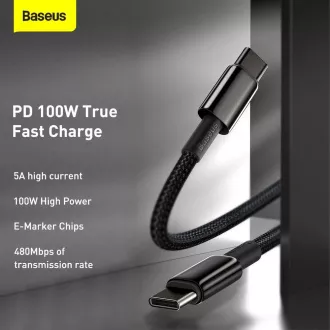 Baseus Tungsten Gold Schnelllade-/Datenkabel USB-C auf USB-C 100W 2m, schwarz