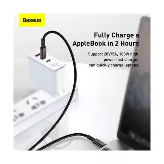 Baseus Tungsten Gold Schnelllade-/Datenkabel USB-C auf USB-C 100W 1m, schwarz
