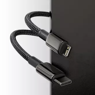 Baseus Tungsten Gold Schnelllade-/Datenkabel USB-C auf Lightning PD 20W 1m, schwarz