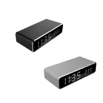 GEMBIRD Digitalwecker mit kabelloser Ladefunktion, schwarz / schwarz GEMBIRD Digitalwecker mit kabelloser Ladefunktion, schwarz / schwarz