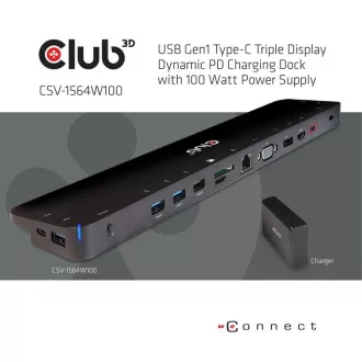 Club3D Dockingstation USB-C 14v1, 1xDP, 1xHDMI, 1xVGA, 2xUSB-C, 5xUSB, SD Kartenleser, 1xRJ45, schwarz Club3D Dockingstation USB-C 14v1, 1xDP, 1xHDMI, 1xVGA, 2xUSB-C, 5xUSB, SD Kartenleser, 1xRJ45, schwarz