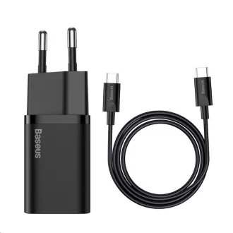 Baseus Super Si Schnellladegerät 1C 25W EU + Kabel Typ-C / Typ-C 3A 1m schwarz Baseus Super Si Schnellladegerät 1C 25W EU + Kabel Typ-C / Typ-C 3A 1m schwarz