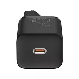 Baseus Super Si Schnellladegerät 1C 25W EU + Kabel Typ-C / Typ-C 3A 1m schwarz Baseus Super Si Schnellladegerät 1C 25W EU + Kabel Typ-C / Typ-C 3A 1m schwarz
