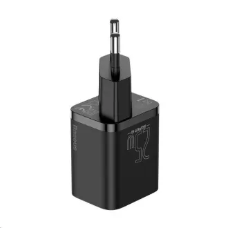 Baseus Super Si Schnellladegerät 1C 25W EU + Kabel Typ-C / Typ-C 3A 1m schwarz Baseus Super Si Schnellladegerät 1C 25W EU + Kabel Typ-C / Typ-C 3A 1m schwarz