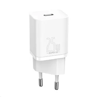 Baseus Super Si Schnellladegerät 1C 25W EU + Kabel Typ-C / Typ-C 3A 1m weiß