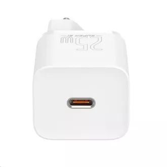 Baseus Super Si Schnellladegerät 1C 25W EU + Kabel Typ-C / Typ-C 3A 1m weiß