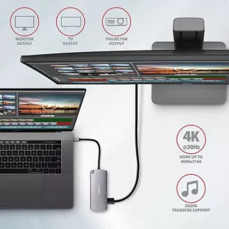 AXAGON HMC-6M2, USB 3.2 Gen 1 Hub, Anschlüsse 2x USB-A, HDMI, RJ-45 GLAN, SATA M.2 Slot, PD 100W, Kabel USB-C 18cm AXAGON HMC-6M2, USB 3.2 Gen 1 Hub, Anschlüsse 2x USB-A, HDMI, RJ-45 GLAN, SATA M.2 Slot, PD 100W, Kabel USB-C 18cm