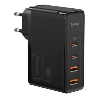 Baseus GaN2 Für Schnellladeadapter 2x Typ-C + 2x USB-A 100W schwarz Baseus GaN2 Für Schnellladeadapter 2x Typ-C + 2x USB-A 100W schwarz