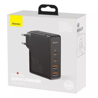 Baseus GaN2 Für Schnellladeadapter 2x Typ-C + 2x USB-A 100W schwarz Baseus GaN2 Für Schnellladeadapter 2x Typ-C + 2x USB-A 100W schwarz