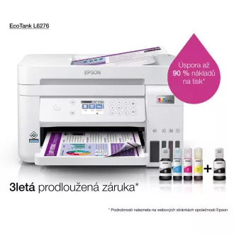 EPSON Drucker EcoTank L6276, 3in1, A4, 1200x4800dpi, 33ppm, USB, Wi-Fi, LAN, weiß, 5 Jahre Garantie nach kostenloser Registrierung