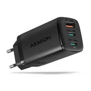 AXAGON ACU-DPQ65, GaN-Netzladegerät 65W, 3x Port (USB-A   dual USB-C), PD3.0/QC4 /PPS/Apple, schwarz