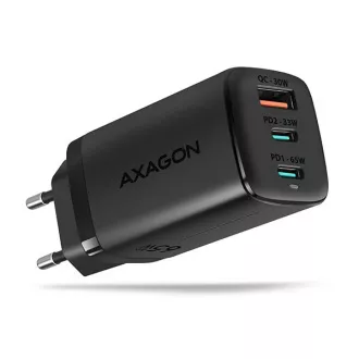 AXAGON ACU-DPQ65, GaN-Netzladegerät 65W, 3x Port (USB-A dual USB-C), PD3.0/QC4 /PPS/Apple, schwarz AXAGON ACU-DPQ65, GaN-Netzladegerät 65W, 3x Port (USB-A dual USB-C), PD3.0/QC4 /PPS/Apple, schwarz