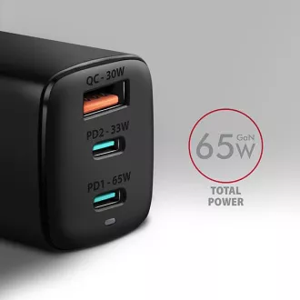 AXAGON ACU-DPQ65, GaN-Netzladegerät 65W, 3x Port (USB-A dual USB-C), PD3.0/QC4 /PPS/Apple, schwarz AXAGON ACU-DPQ65, GaN-Netzladegerät 65W, 3x Port (USB-A dual USB-C), PD3.0/QC4 /PPS/Apple, schwarz