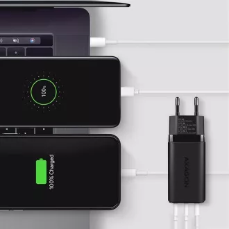 AXAGON ACU-DPQ65, GaN-Netzladegerät 65W, 3x Port (USB-A dual USB-C), PD3.0/QC4 /PPS/Apple, schwarz AXAGON ACU-DPQ65, GaN-Netzladegerät 65W, 3x Port (USB-A dual USB-C), PD3.0/QC4 /PPS/Apple, schwarz