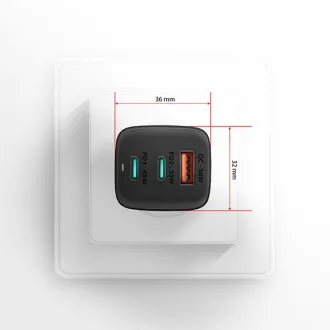 AXAGON ACU-DPQ65, GaN-Netzladegerät 65W, 3x Port (USB-A dual USB-C), PD3.0/QC4 /PPS/Apple, schwarz AXAGON ACU-DPQ65, GaN-Netzladegerät 65W, 3x Port (USB-A dual USB-C), PD3.0/QC4 /PPS/Apple, schwarz