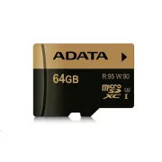 ADATA MicroSDXC-Karte 64GB Premier Pro UHS-I V30S (R:100/W:80 MB/s)   SD-Adapter
