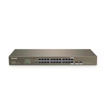 Tenda TEG1024F - 22-port Gigabit Ethernet Switch + 2x Combo SFP/RJ45, 10/100/1000 Mbps, Fanless, Rackmount, Kov - Unverpackt